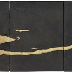 Rio Magdalena - 220 x 52 cm - Lajas y hojilla de oro - 2015